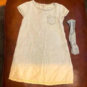 3T light blue and white Jean ombré dress with headband worn 1X 🌼